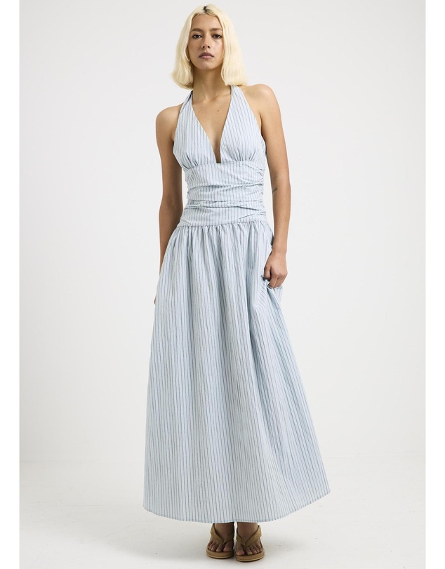 Subtitled - Alex Plunge Striped Maxi Dress
