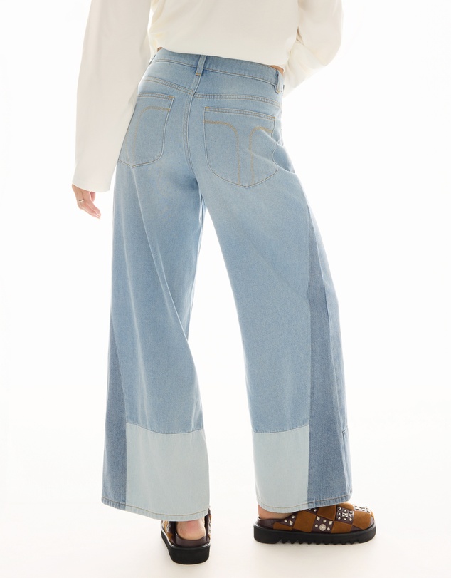 THE TALES - Farrah Wide Leg Patch-Worked Denim Jeans