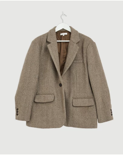 Revibe - Repaired AERE Opal Wool Blend Relaxed Blazer - Brand Sizing-18