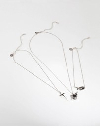 Lovisa - Antique Silver Enamel Heart Layered Necklaces