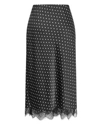 City Chic - Plus size Solene Spot Lace Hem Skirt - dark chocolate
