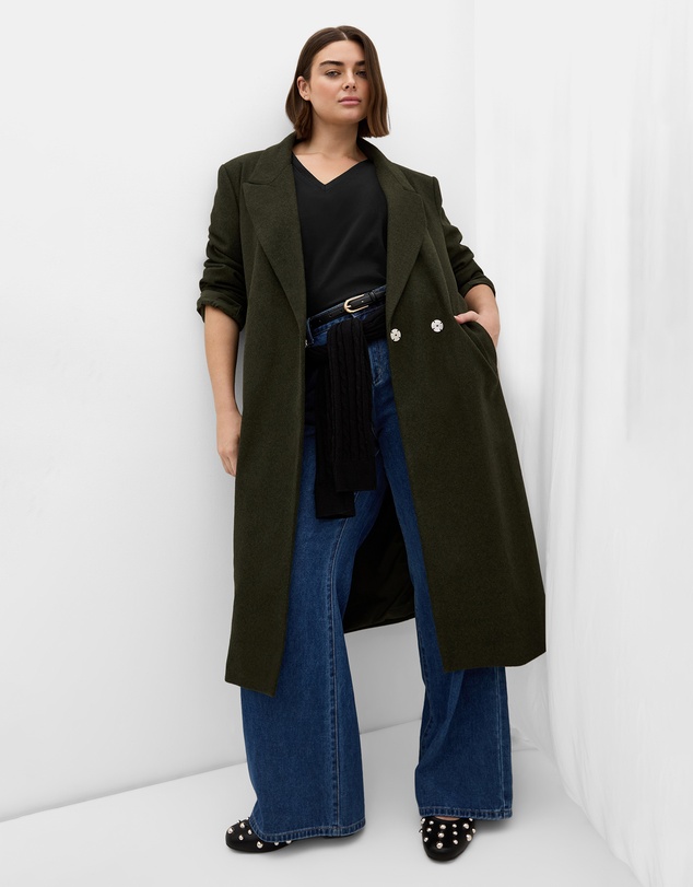 City Chic - Plus size Naomi Longline Coat - hunter green