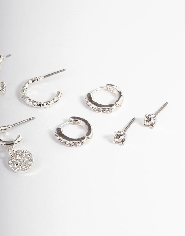 Lovisa - Silver Molten Disc Earrings 4-Pack