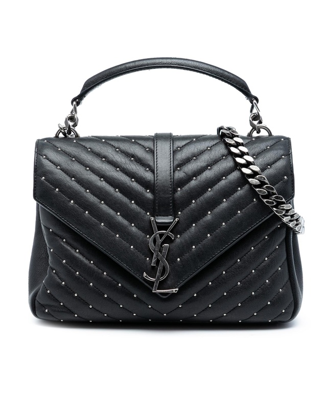 Pre-Loved by Azura Reborn - Pre-Loved Medium Quilted Chevron Studded Sheepskin College Satchel