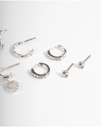 Lovisa - Silver Molten Disc Earrings 4-Pack