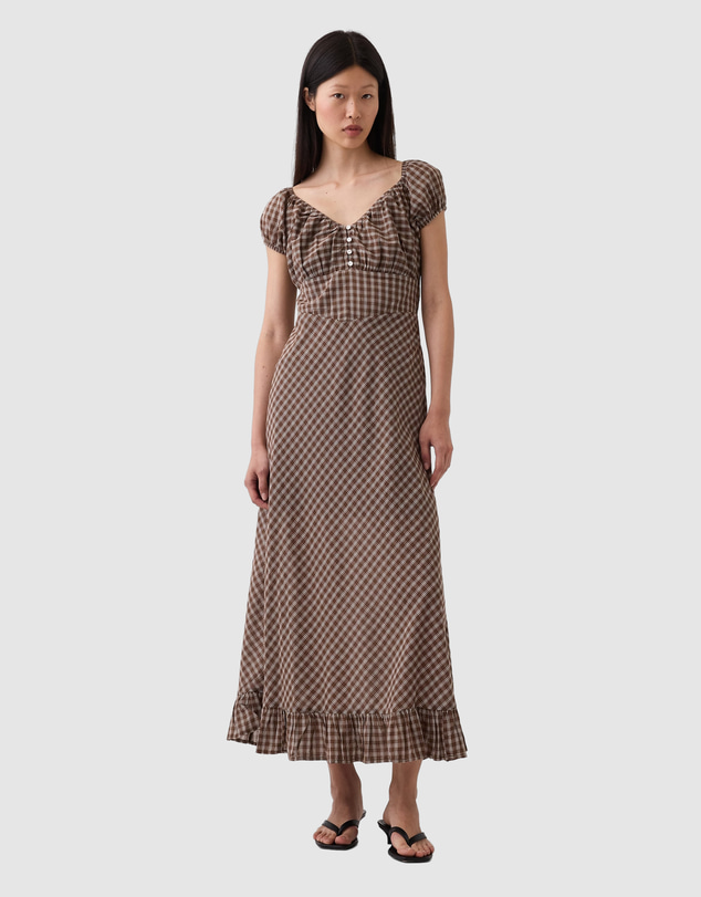 GAP - SS V-Neck Button Maxi Dress