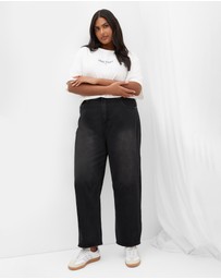 City Chic - Plus size Harley Fit Brooke Barrel Leg Jean - black wash