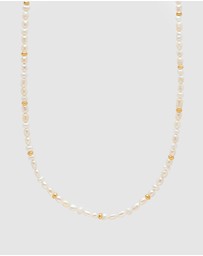 Nialaya Jewellery - Men's Mini Pearl Choker with Gold Plating
