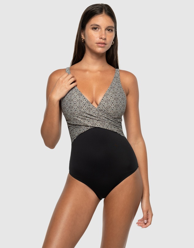 Nip Tuck Swim - Tintilating Tile Ava Wrap Over Multifit One Piece