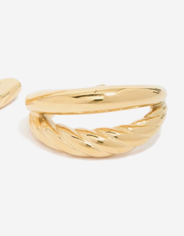 Lovisa - Waterproof Gold Plated Stainless Steel Ribbed Illusion Hoop Earrings