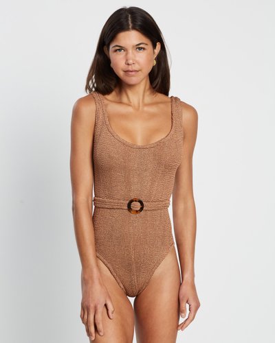 Solitaire Swim Metallic Crinkle One-Piece