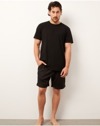 Wanderluxe Sleepwear - The Sable Boxer Shorts And Black Jersey T-Shirt