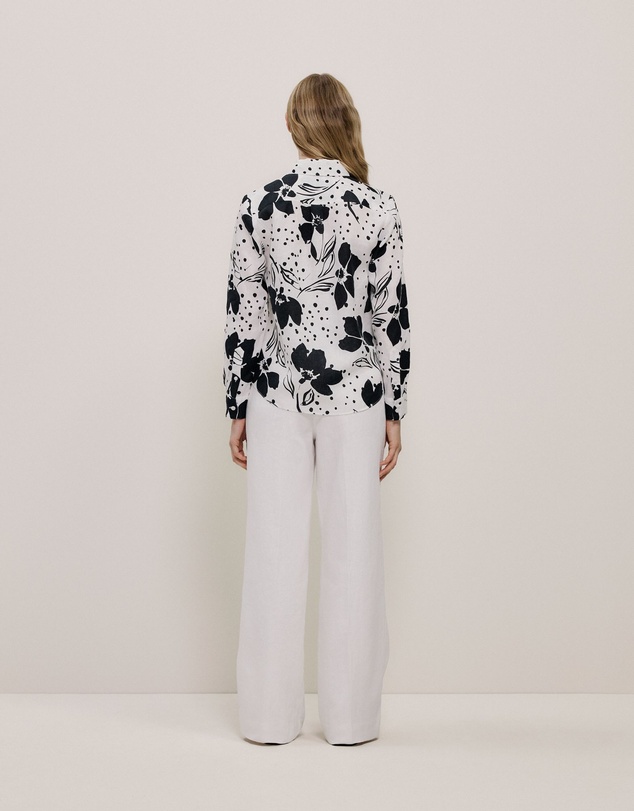 Trenery - Etta Linen Long Sleeve Shirt in White