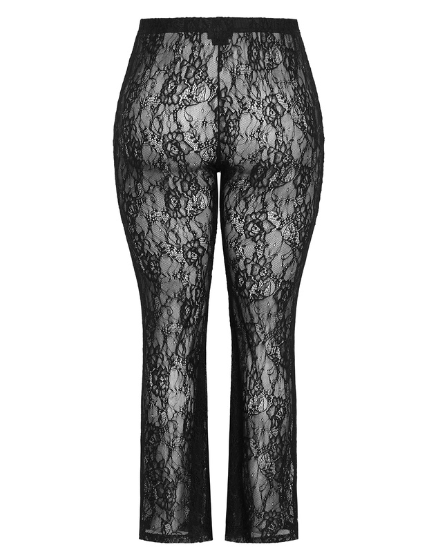 City Chic - Plus size Aura Lace Pant - black