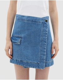 Bassike - Denim Wrap Mini Skirt