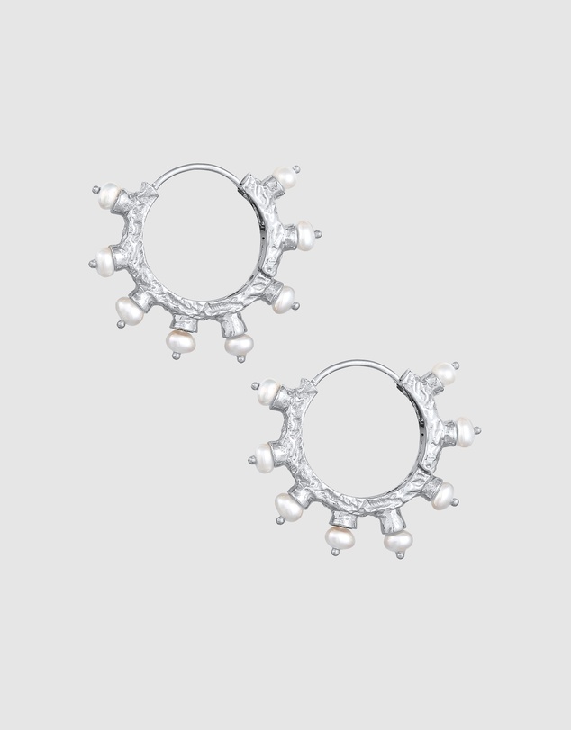 Haze & Glory - ICONIC EXCLUSIVE - Earrings Sun of Pearl Huggie 925 Sterling Silver