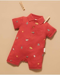 Purebaby - Christmas Polo Growsuit -Kids-Babies