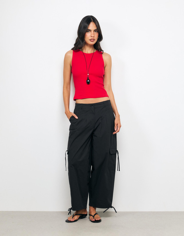 AERE - Cargo Tie Detail Barrel Leg Pants