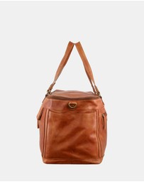 Pierre Cardin - Pierre Cardin Burnished Leather Multi-Compartment Overnight Bag