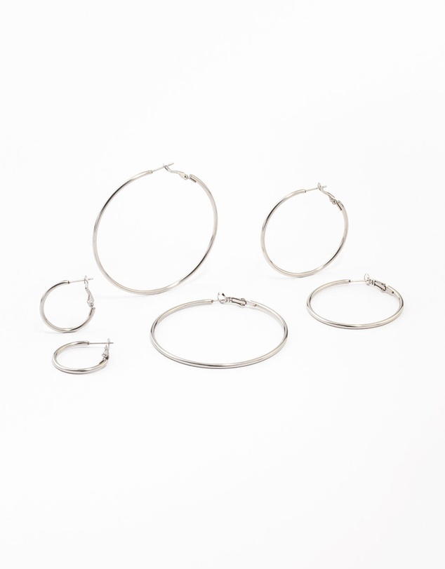 Lovisa - Waterproof Stainless Steel Thin Hoop Earrings 3-Pack
