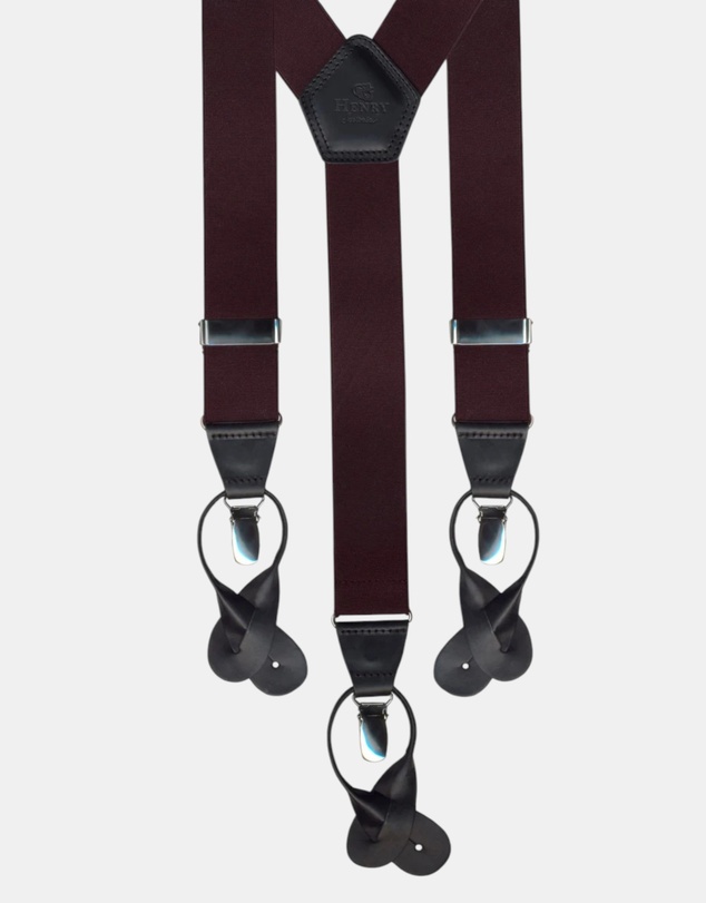 Henry Bucks - HENERY SARTORIAL x LEYVA Braces with Loops & Clips BURGUNDY