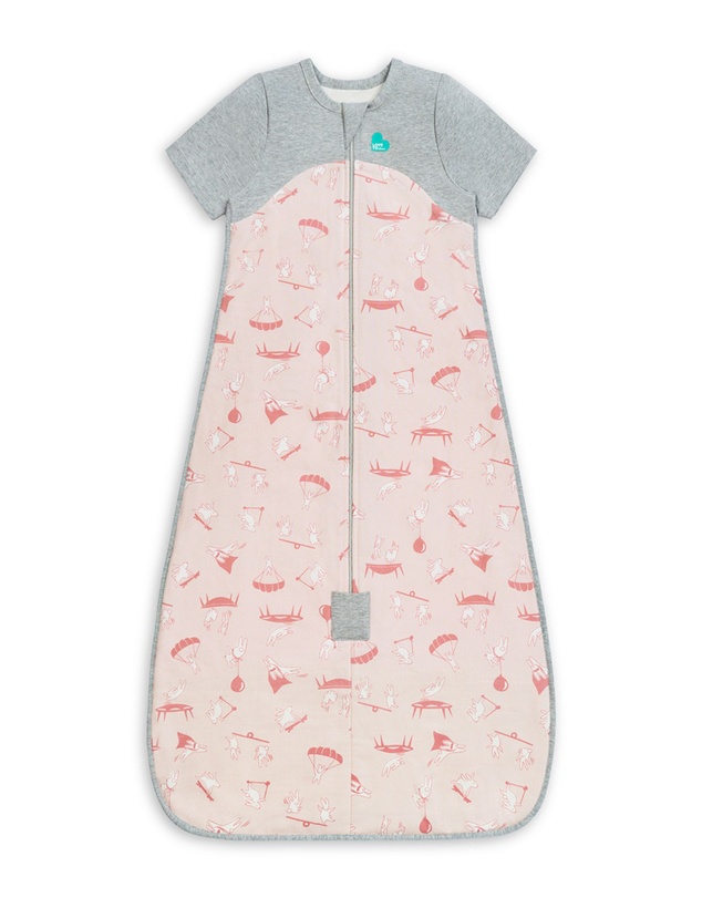 Love to Dream - Sleep Bag 1.0 TOG Organic Cotton Short Sleeve Daredevil Bunny in Light Pink