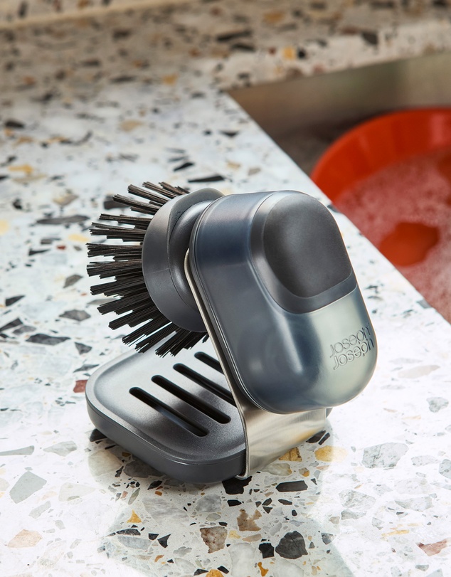 Joseph Joseph - SinkTech™ Soap-dispensing Palm Brush with Stainless Steel Storage Stand