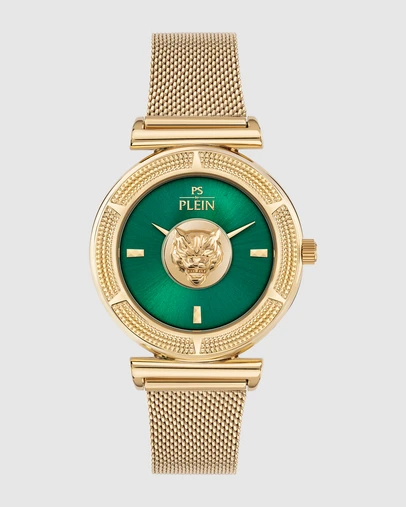 Plein Sport - Plein Sport Opium Mirage 38mm Green Dial Gold-Tone Mesh Band Watch