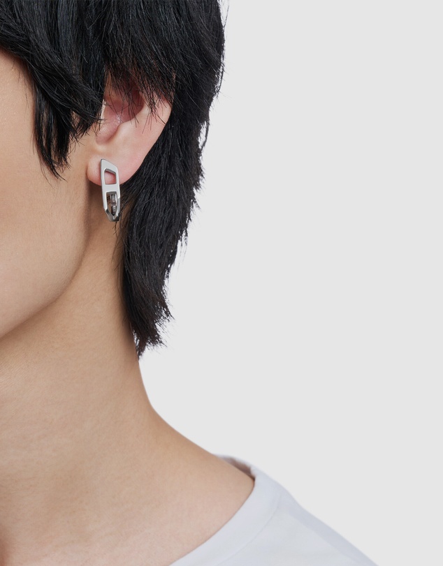 Diesel - D Logo Silver-Tone Earring