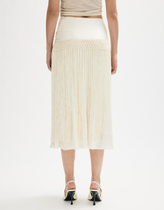 Minima Esenciales - Svea Midi Skirt With Detachable Fringe Scarf Belt