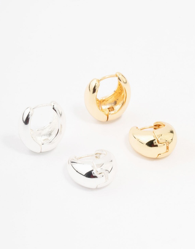Lovisa - Gold Plated & Silver Plated Gradual Huggie Earrings 2-Pack