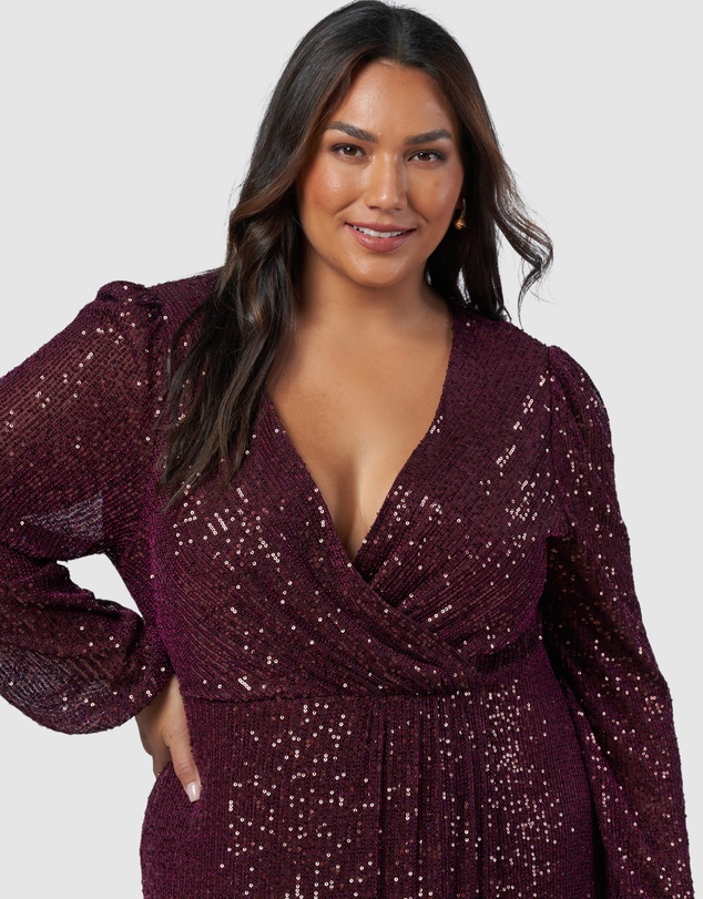 Pink Dusk by Curve Project - All I Want Sequin Maxi Dress