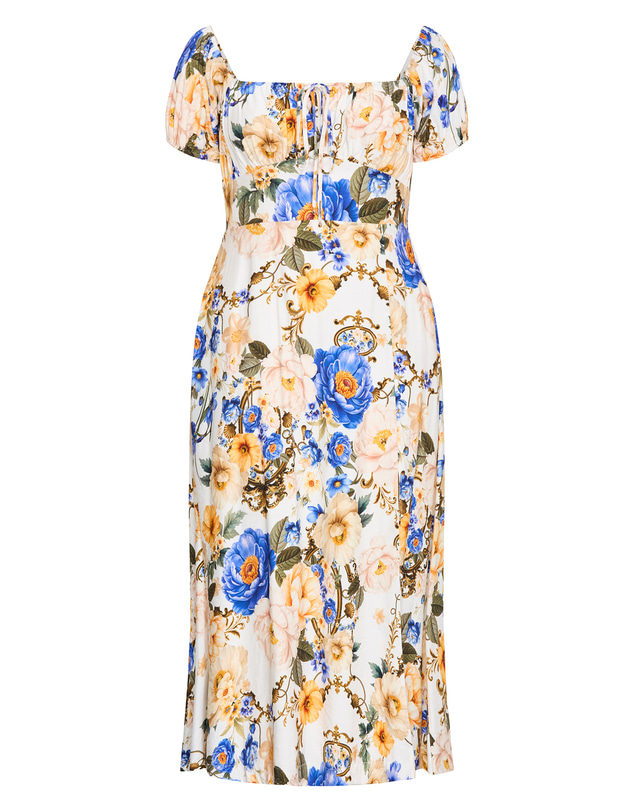 City Chic - Plus size Abbigail Regal Print Maxi Dress - ivory