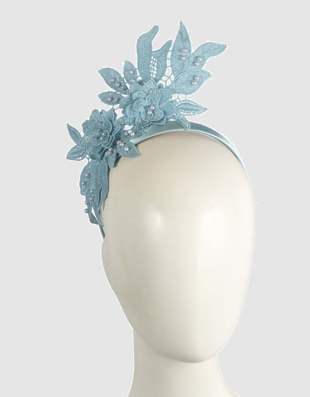 Max Alexander - Lace Crown Light Blue Headband Fascinator