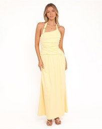 Petal & Pup - Emalia Halter Maxi Dress - Pale Yellow