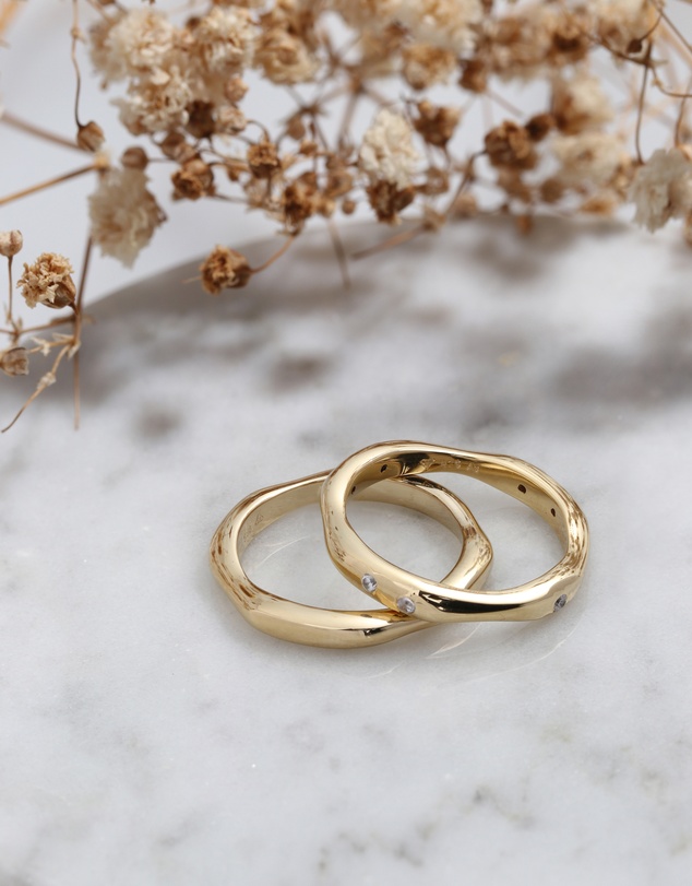 Elli Jewelry - Zirconia Ring Set in Gold-Plated 925 Silver