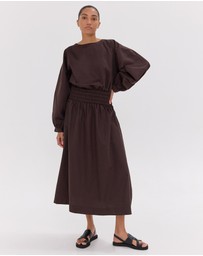 Cloth & Co. - The Shirred Billow Sleeve Dress | Brazil Nut