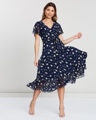 Flutter Sleeve Midi Dress