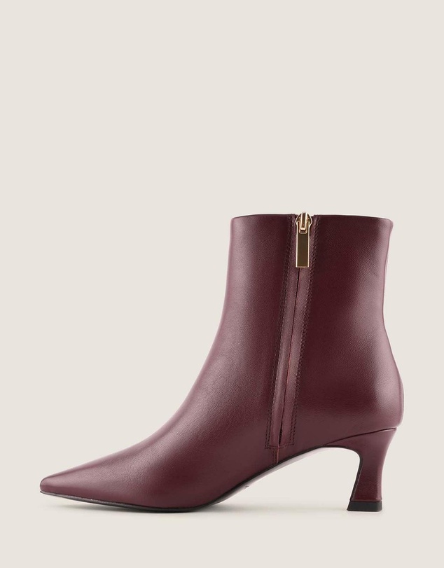 Shelly Shen - Fabba Heel Ankle Boots Burgundy Leather