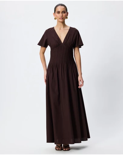 Tussah - Maysen Linen Blend Pintuck Midi Dress
