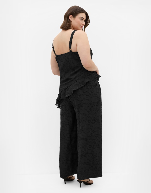 City Chic - Plus size Daniela Jacquard Lined Wide Leg Pant - black