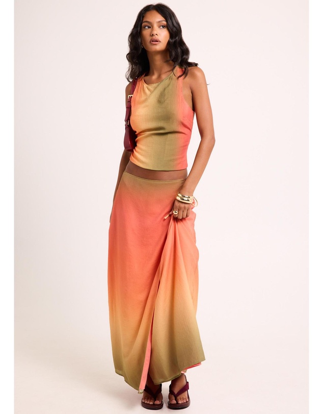 Subtitled - Earth Ombre Wrap Midi Skirt