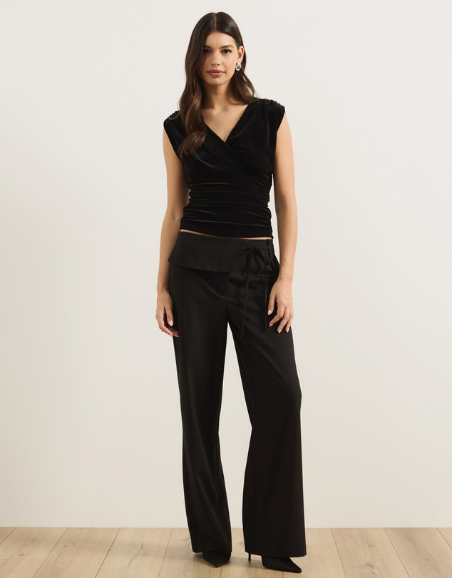 Atmos&Here - Dara Velvet V-Neckline Gathered Top