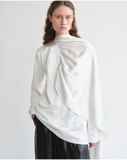 Source Unknown - Koa Scarf Satin Blouse