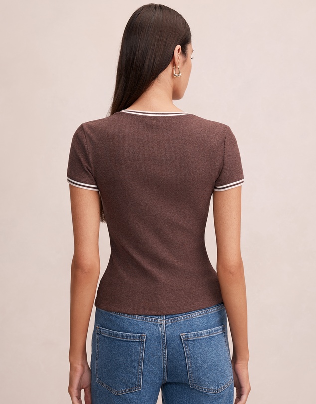Forever New - Rosie Tipped Trim Short Sleeves T-shirt