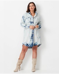 17 Sundays - Shibori Denim Shirt Dress - White