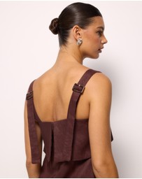 AERE - Nora Buckle Detail Linen Mini Dress