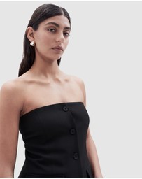 UNISON - Strapless Button Through Mini Dress
