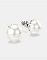 Swarovski - Matrix Stud Earrings, Crystal Pearl, White, Rhodium Plated