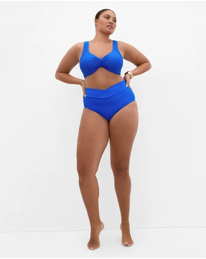 City Chic - Positano Hi Waist Bikini Brief - Cobalt Blue